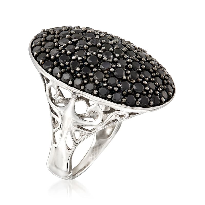 925 Sterling Silver Black Spinel Ring