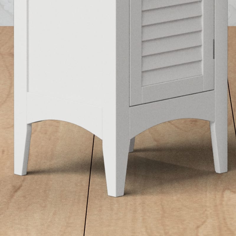 Teamson Home 62.99 in. H White Bathroom Linen Tower Cabinet with 2 Shutter Doors, Freestanding Storage Organizer