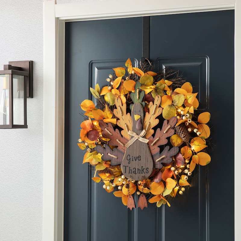 Glitzhome Thanksgiving Wooden Turkey Table Decor Wall Hanging Signs