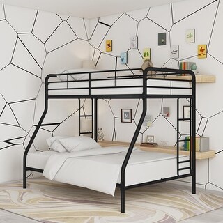 Dusty Twin over Full Metal Bunk Bed Frame with Integrated Ladder - Bed ...