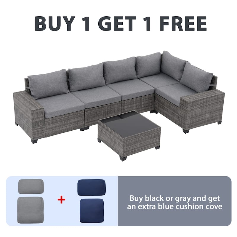 13-Piece 10 Person Patio Free Combination Wicker Conversation Set With Waterproof Cushions and Firepit Table