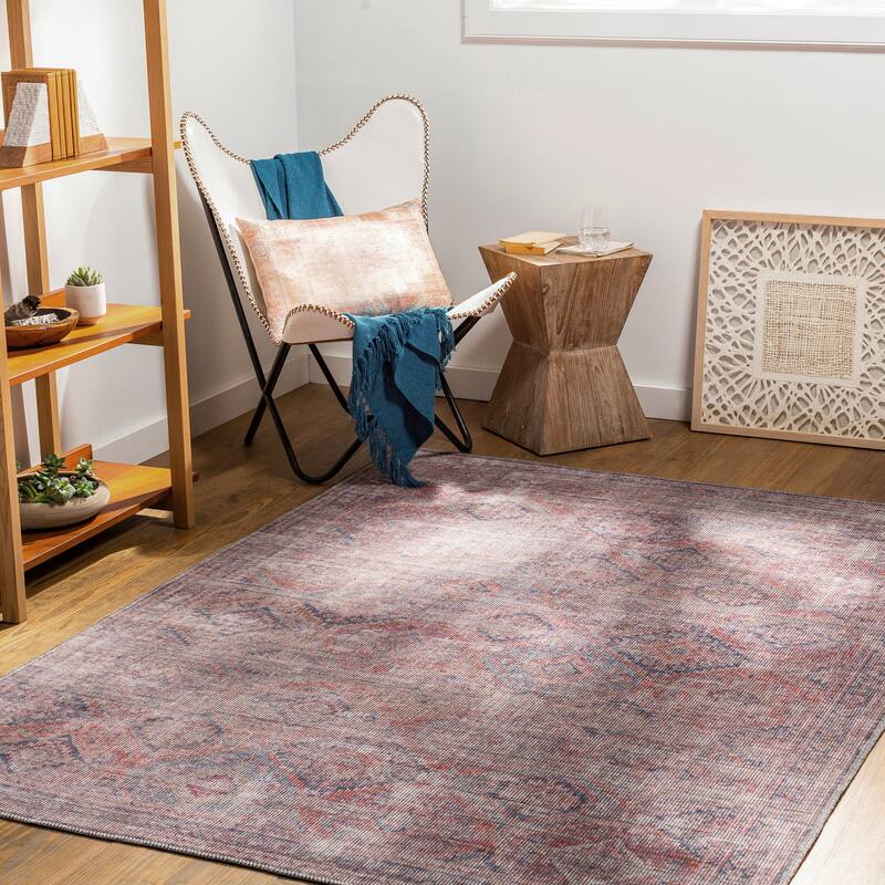Artistic Weavers Rhodie Vintage Trellis Printed Machine Washable Area Rug - 7' 10" x 10' 2" - Red/Blue