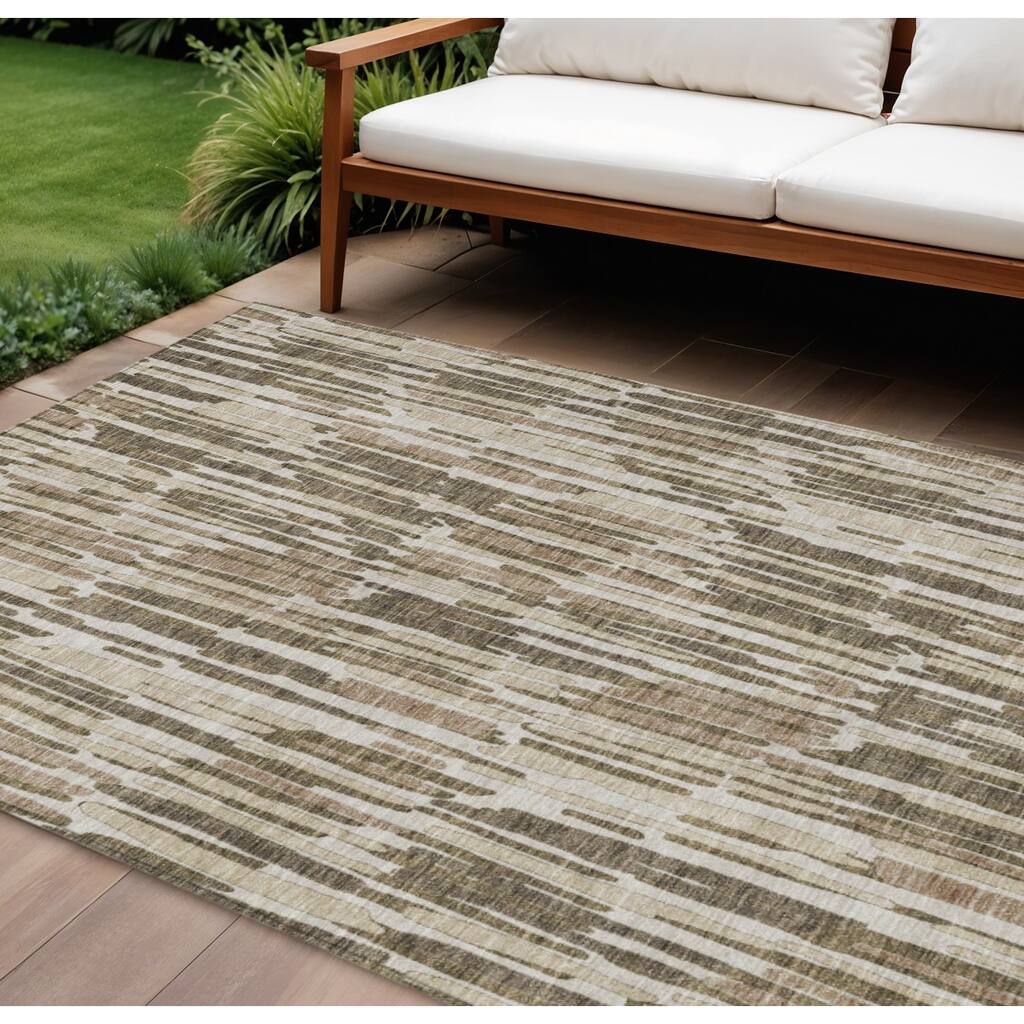 HomeRoots Abstract Transitional Rectangle Outdoor Rug