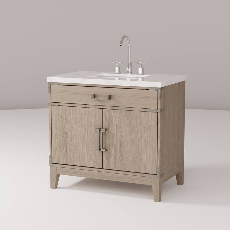 Laurel Bath Vanity Carrara Marble Top, Sink and Faucet