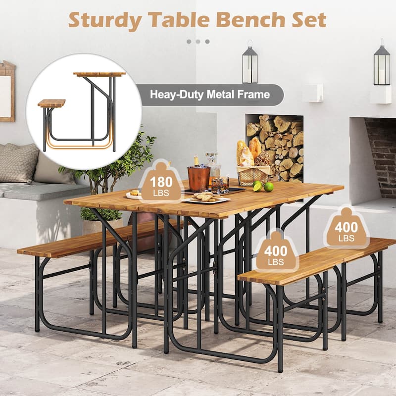 Costway 1/2 PCS Patio Table Bench Set One-Side Picnic Table & Seat - See Details