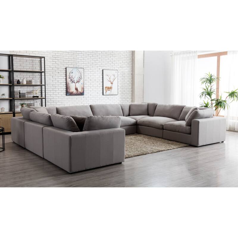 Roundhill Furniture Rivas Contemporary Feather Fill 8-Piece Modular Sectional Sofa