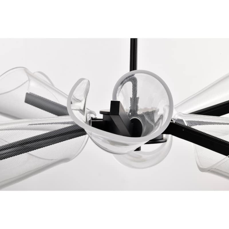 Sedona 28 Inch 6 Light LED Chandelier Matte Black Silk Screened Acrylic Lens