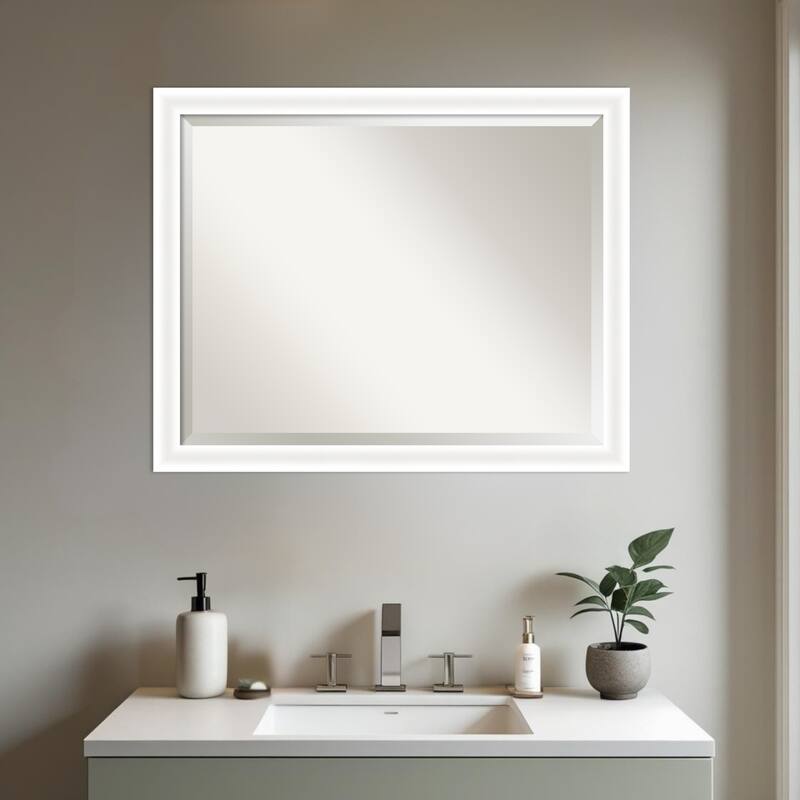 Oliver Narrow Beveled Wood Framed Bathroom Vanity Wall Mirror