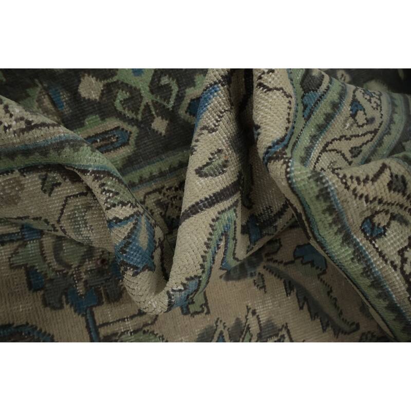 Hand Knotted Oriental 100% Wool Carpet Traditional Floral Beige & Ivories Tabriz Area Rug - 10' 11'' X 8' 3''