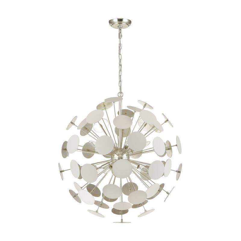 Elk Home Modish Matte White With White Metal Shade 8 Light Chandelier