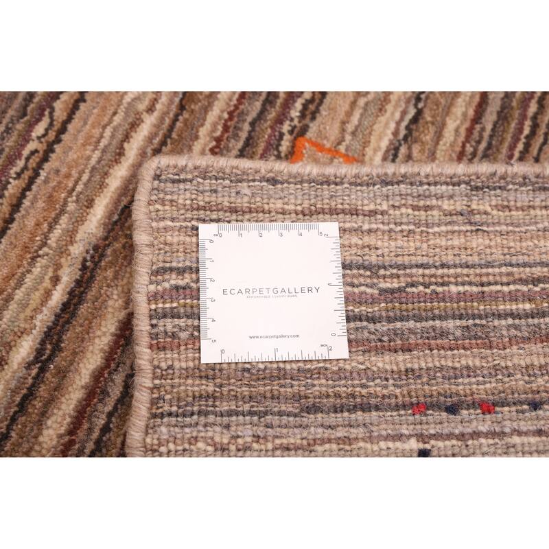 ECARPETGALLERY Hand Loomed Kashkuli Gabbeh Taupe Wool Rug - 4'11 x 7'10
