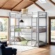 preview thumbnail 2 of 11, Industrial Modern Metal Twin Size Triple Bunk Bed with Ladder, Sturdy Construction & Safety Guaranteed, Space-saving, Silver