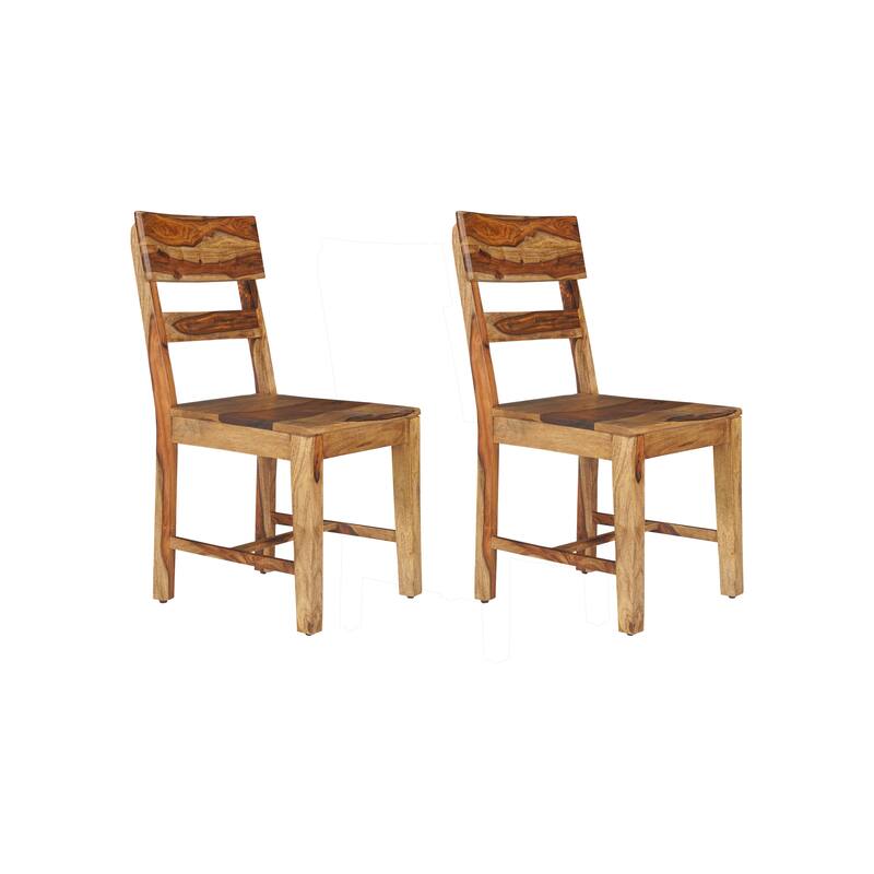 Jordan Brown Solid Wood Dining Chairs Set of 2, Ladder Back - Brown