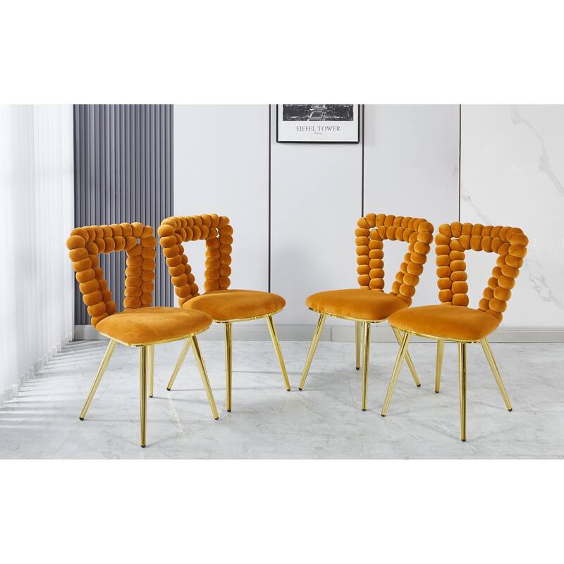 Luxury Minimalist Dining Chairs Set of 2 w/ Comfortable Backrest & Soft Cushions for Dining Room Living Room Cafe - Orange-