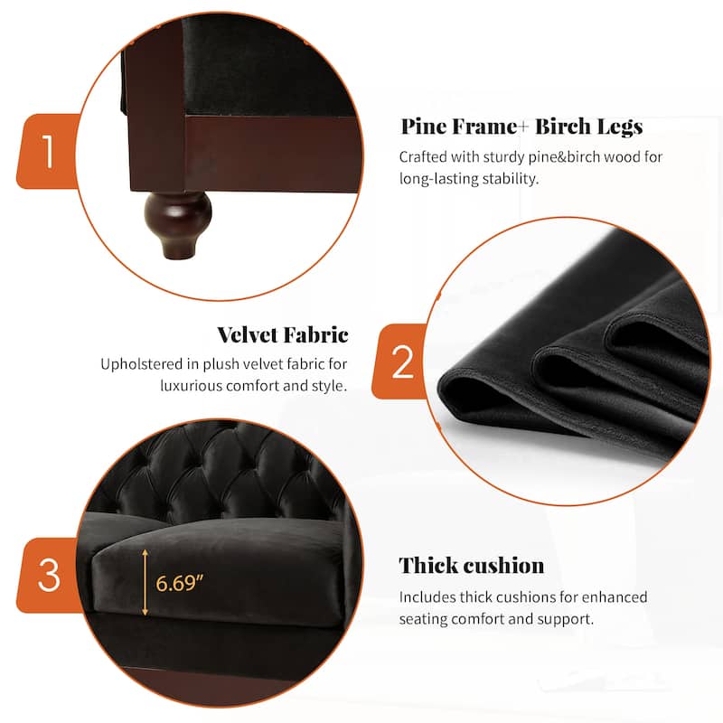 Chesterfield Velvet Loveseat Sofa