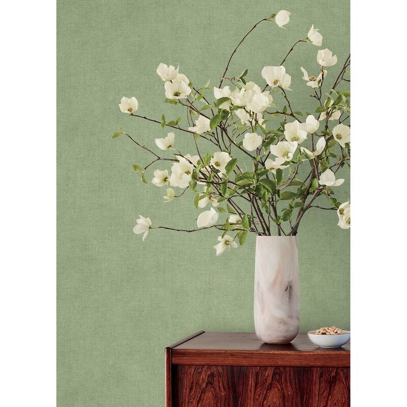 A-Street Prints Nuovo Light Green Faux Linen Wallpaper