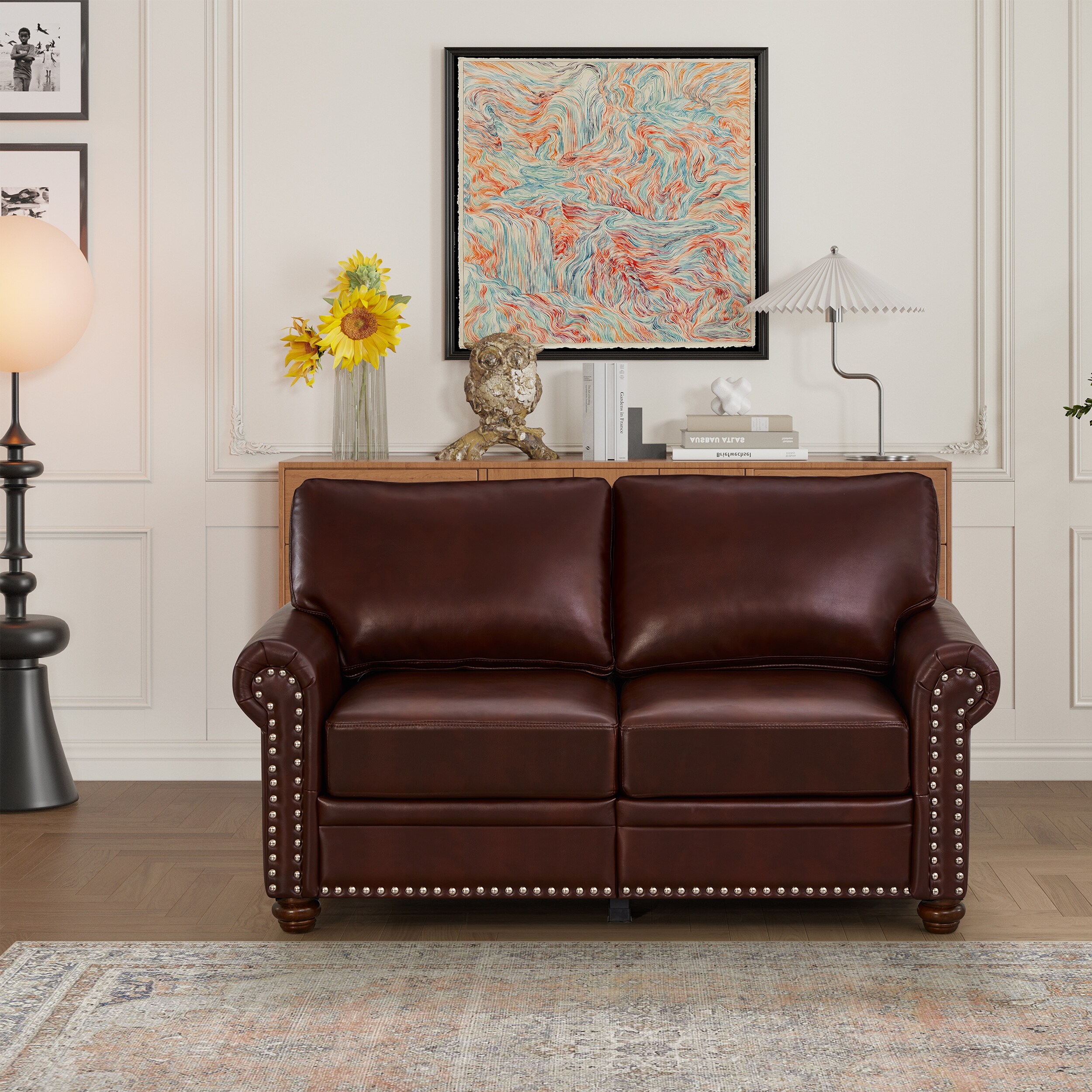 Burgundy loveseat store leather