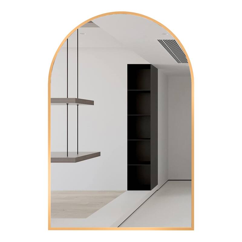 24x32 Inch Metal Framed Arched Bathrrom Mirror for Wall
