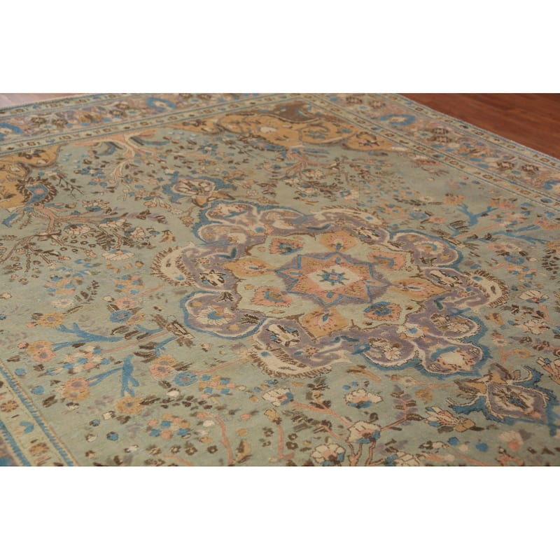 Floral Tabriz Persian Rug Traditional Hand-Knotted Wool Carpet - 9'7"x 12'4"