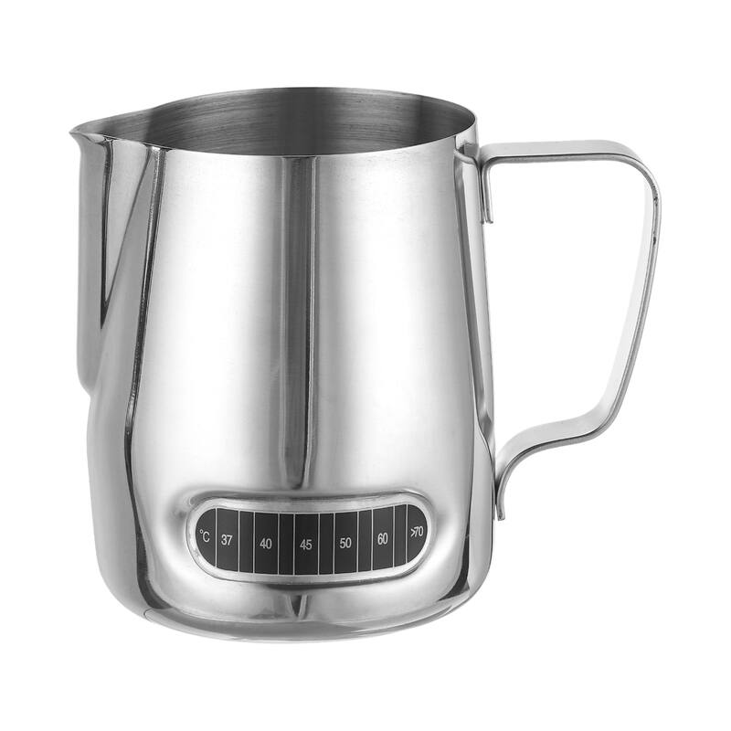 Milk Frothing Pitcher with Integrated Thermometer, with Handle