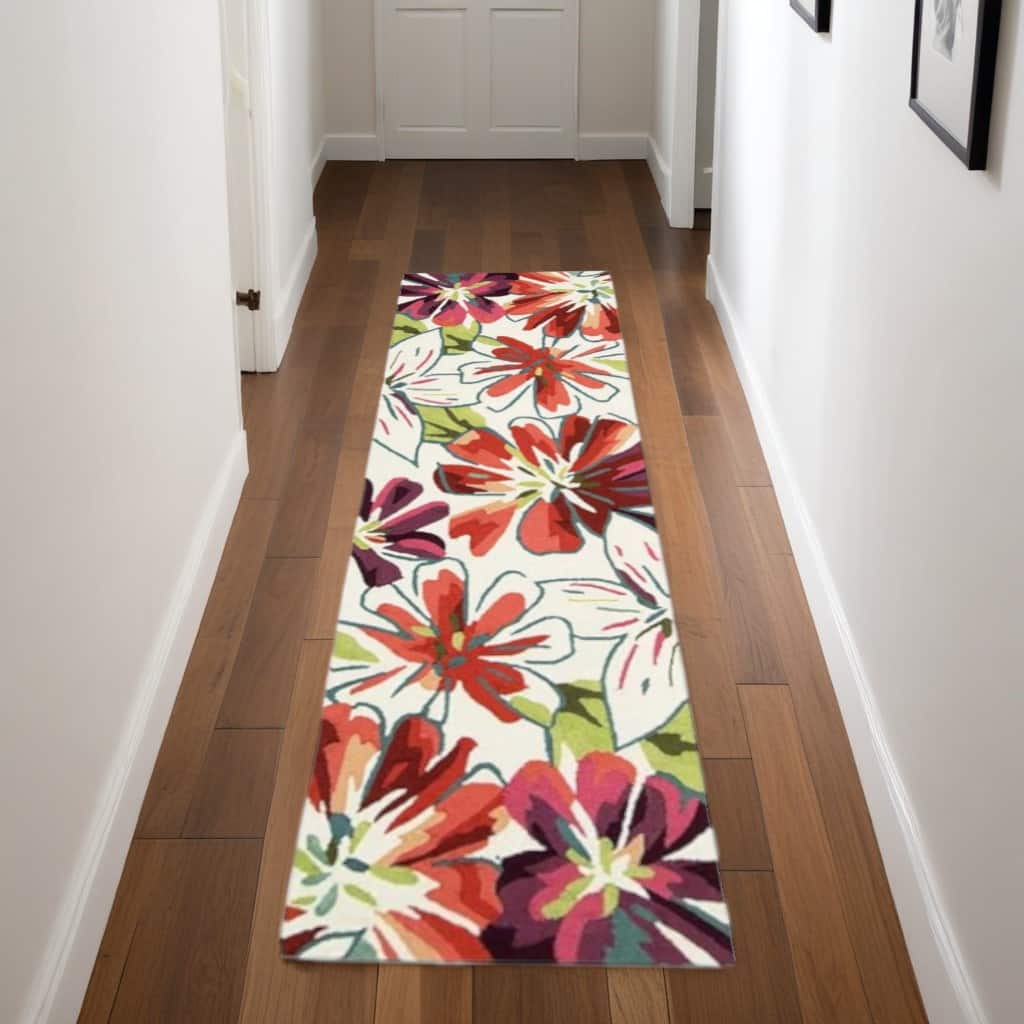 Gequ Abstract Stain Resistant Low Pile Area Rug By HomeRoots - 96' X '27' X '0.25