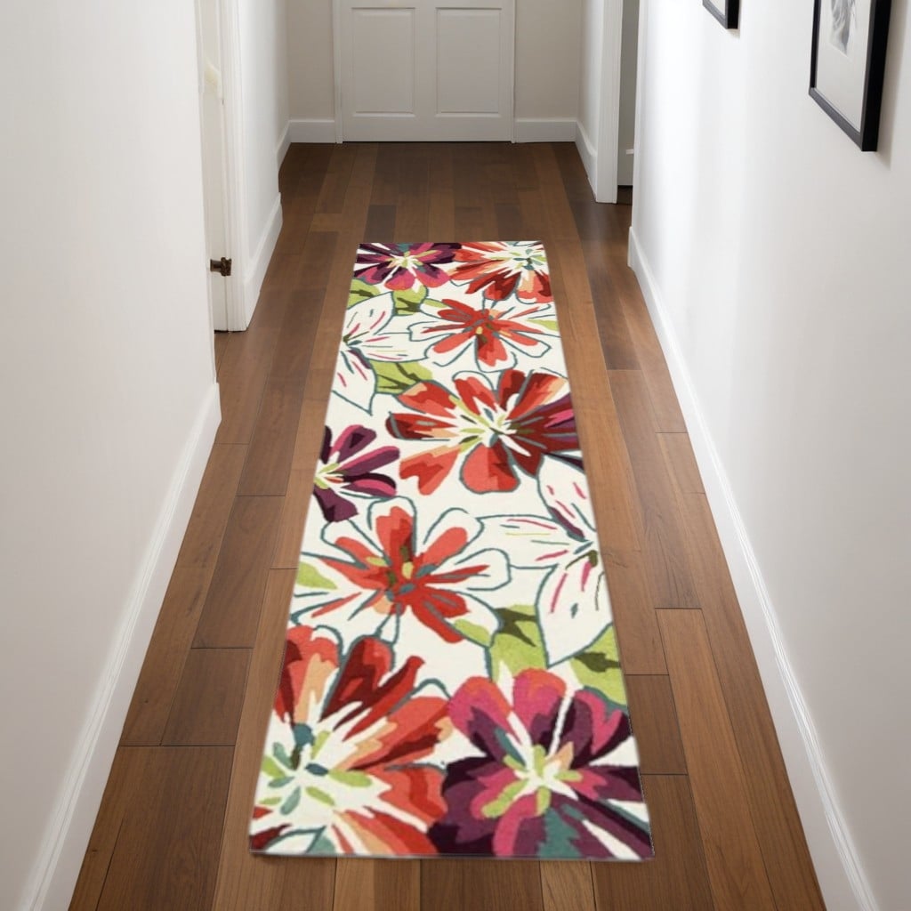 Gequ Abstract Stain Resistant Low Pile Area Rug By HomeRoots - 96' X '27' X '0.25