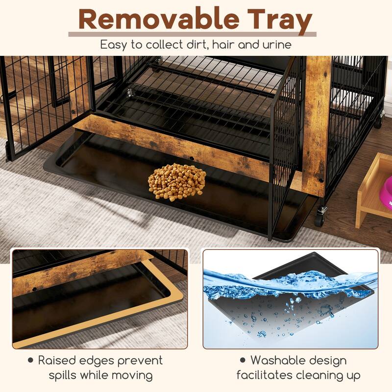 Gymax Dog Crate Furniture Industrial Dog Kennel w/ Flip-up Top