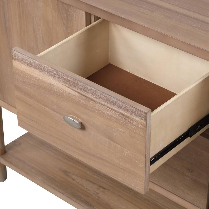 Furniture of America Neme Natural Wood 2-Drawer Dining Server with Open Shelf