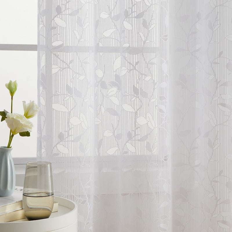 HLC.me Joyce Lace Sheer Kitchen Cafe Curtain Valance for Small Windows, Kitchen & Bathroom - 54 W x 18 L - Single Valance