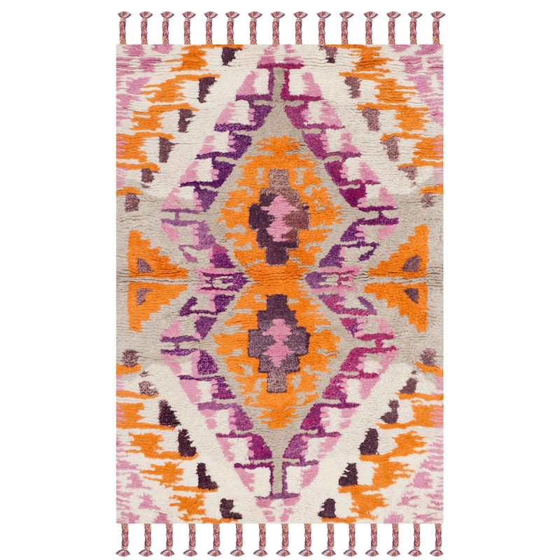 SAFAVIEH Handmade Casablanca Shag Mateja Tribal Moroccan Wool Rug