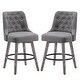 preview thumbnail 6 of 24, HOMYKA Tufted Swivel Bar Stool with Wood Grain Chair Legs Set of 2 Dark Grey - Bar Height