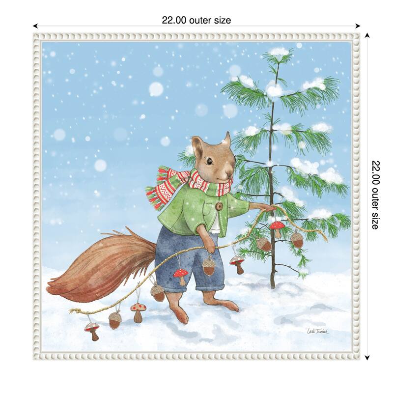 Festive Friends III by Leslie Trimbach (22 x 22 in.), Framed Canvas Wall Art Print - Sylvie Beaded White