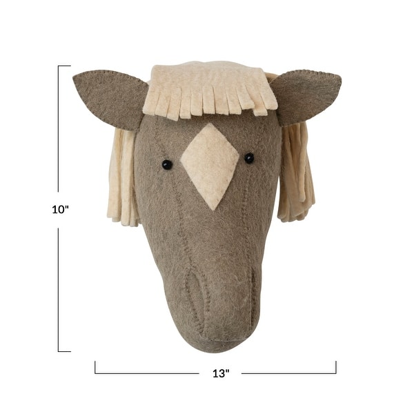 dimension image slide 0 of 7, Handmade Wool Felt Head Wall Hanging