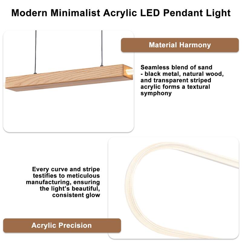 47" Dimmable LED Pendant Light Clear Acrylic Shade Kitchen Island - L47-in