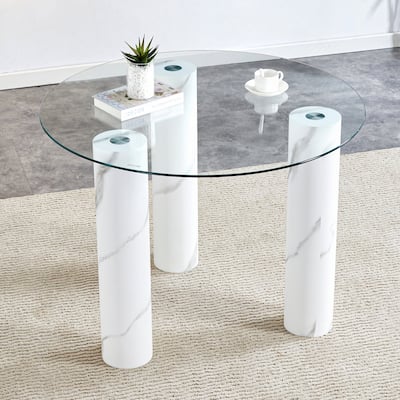 Round tempered glass dining table