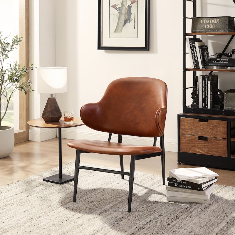 Art Leon Genuine Leather Accent Lounge Chair