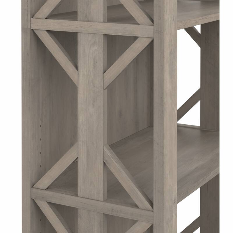 Homestead Farmhouse TV Stand with 4 Shelf Bookcases by Bush Furniture