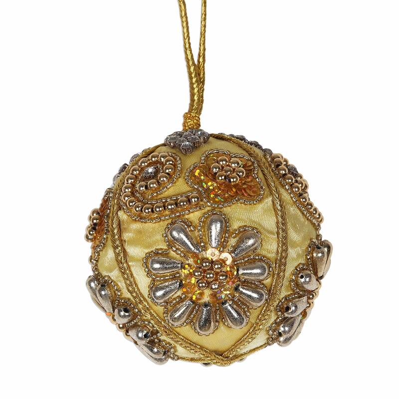 Novica Handmade Bollywood Holiday Beaded Satin Ornaments (Set Of 4)