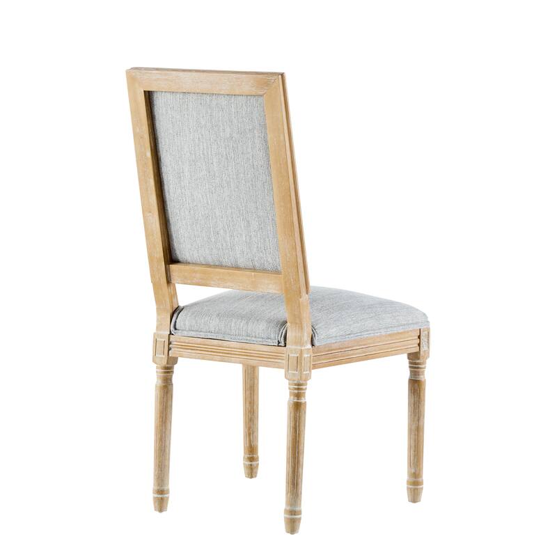 Set of 2, French Country Dining Chair with Rattan Backrest, Upholstered Seat and Grooved Legs, for Kitchen and Dining Room