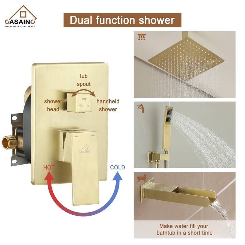 3-Function 12-In Wall Mounted Shower System