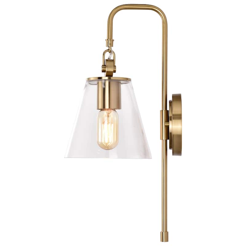 Dover 1 Light Wall Sconce Vintage Brass with Clear Glass