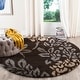 preview thumbnail 4 of 41, SAFAVIEH Florida Shag Seeta Floral Area 1.2-inch Thick Rug 4' Round - Dark Brown/Grey - Round