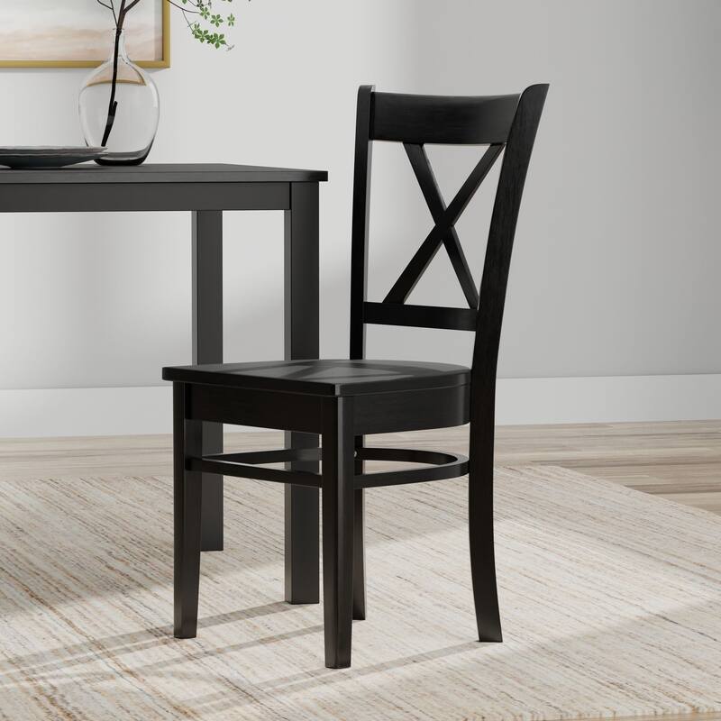 3-Piece Dining Set, 48" Rectangle Wood Table and Cross Back Chairs
