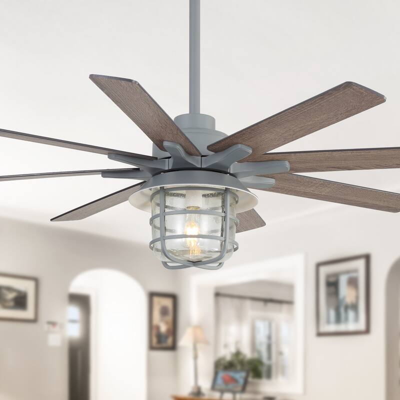 52-Inch Ceiling Fan With 8 Plywood Walnut Colored Blades - Cement Grey