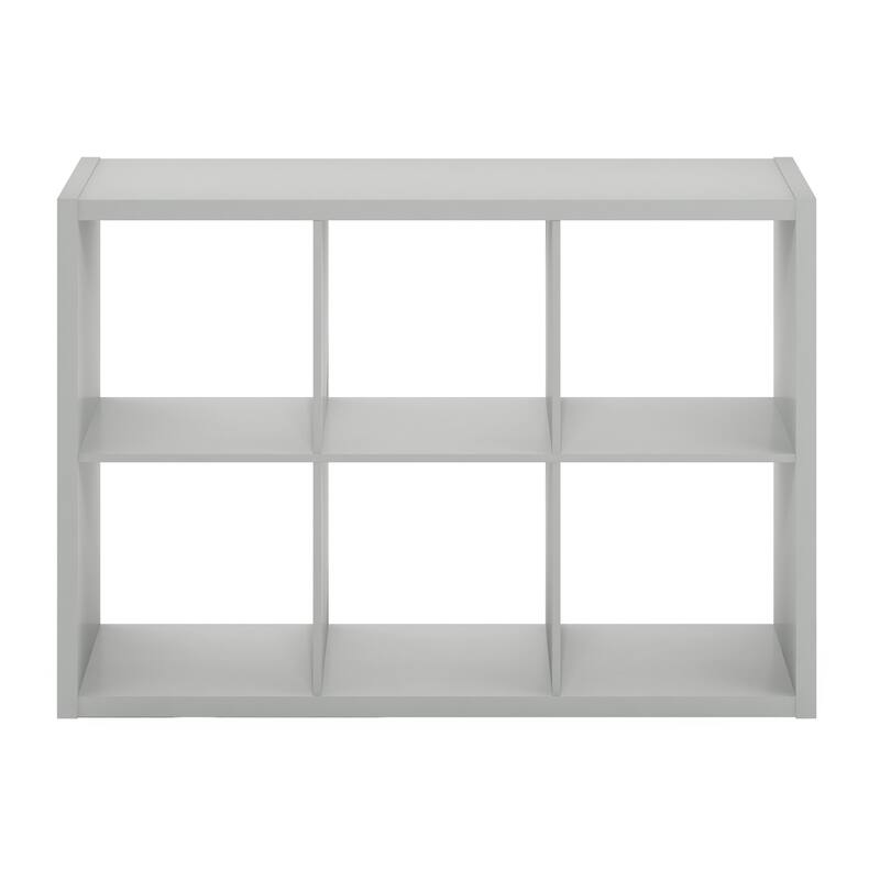 Furinno Cubicle Open Back Decorative Cube Storage Organizer, 6-Cube - Light Grey