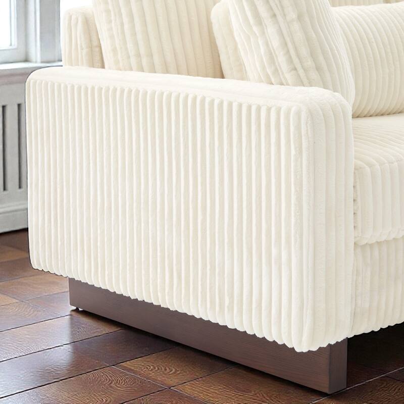 80.31" Modern Corduroy Loveseat Sofa with 4 Pillows, Upholstered Couch with Deep Seat for Living Room