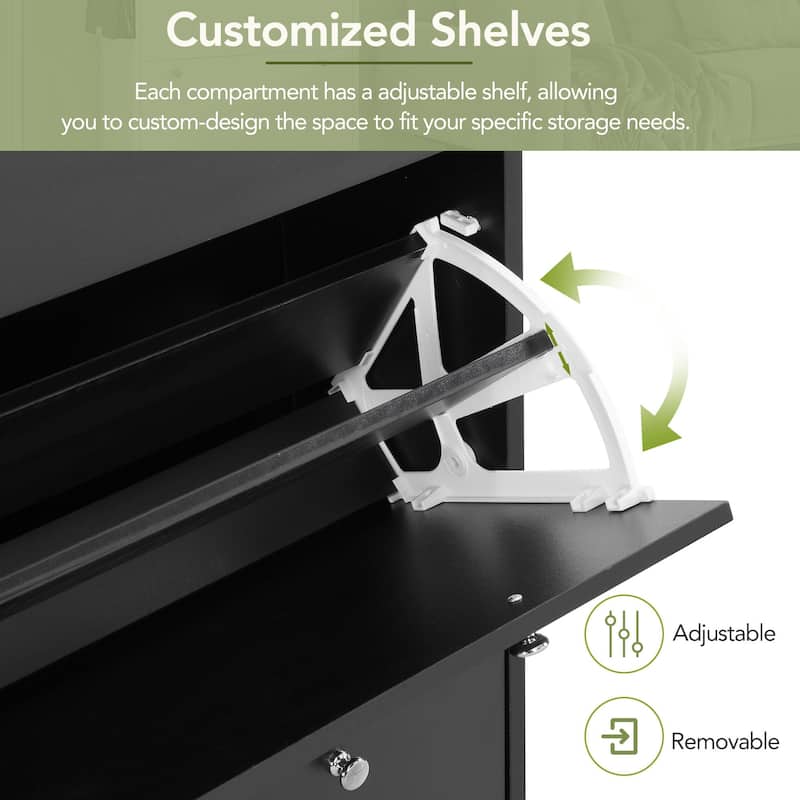 Narrow Design Shoe Cabinet with 3 Flip Drawers