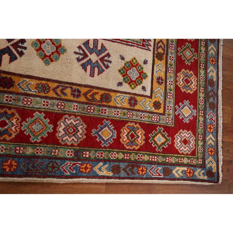 Beige Kazak Oriental Area Rug Handmade Wool Carpet - 5'2" x 6'9"