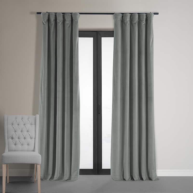 Exclusive Fabrics Signature Silver Grey Blackout Velvet Curtain Panel - 50 X 96 - Silver Grey