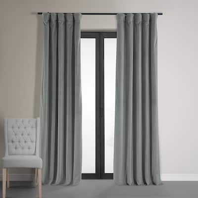 Exclusive Fabrics Signature Silver Grey Blackout Velvet Curtain (1 Panel)